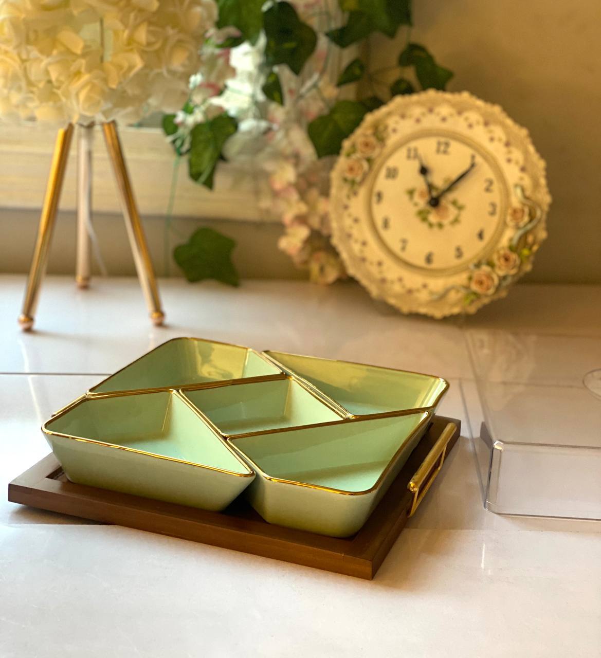 مقسمة تقديم تسالي بورسلين جولد