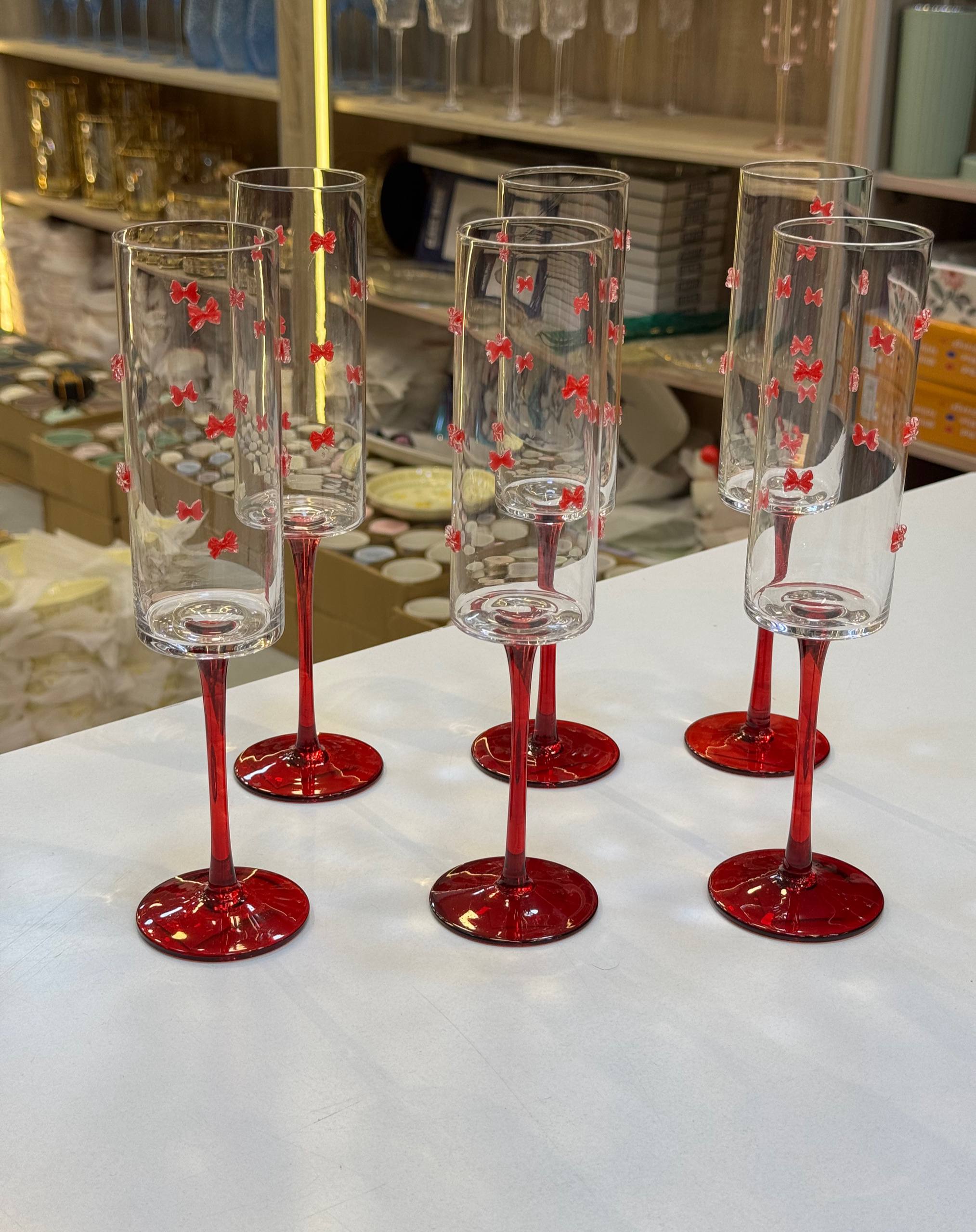 طقم كاسات فيونكة 6 قطعة