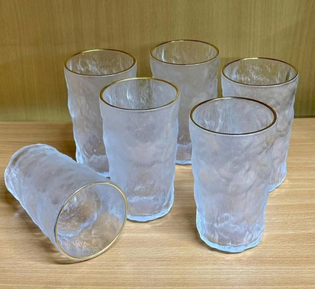 طقم شوب زجاج مجزع حرف دهبى مكون من 6ق