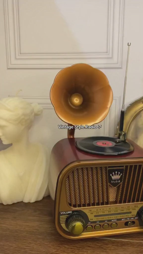 راديو ستايل Vintage بتصميم جرامافون