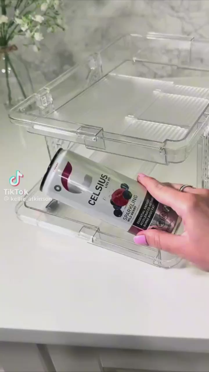 منظم الكانزات و الزجاجات الذكي بتقنية السحب التلقائي 👌